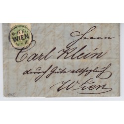 Österreich 1863 3kr, GELBLICHGRÜN! ORTSBRIEF (Inhalt) mit WIEN Stempel