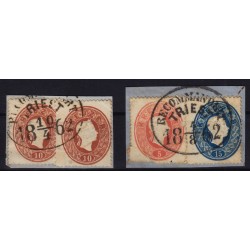 Österreich 1861 2Stk 2*10kr Treppenfrankatur! 15+5kr RECOMMANDIRT/TRIEST