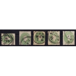 Österreich 1861 5Stk.Marken! Alle 3kr, grün, Schöne Farben/FARBVARIANTE!