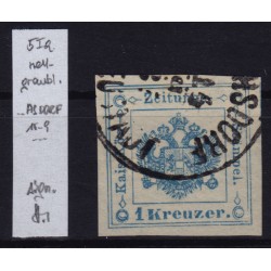 Österreich 1kr, Zeitungsstempelmarke, HELLGRAUBLAU! Type I.a, P.F.! Sig.