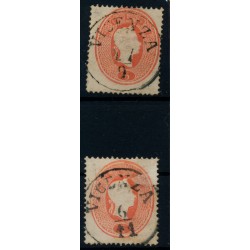 LOMBARDEI-VENETIEN 1861 2Stk.Marke:beide 5sld. VICENZA