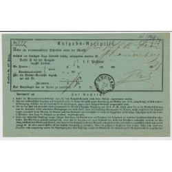 Österreich 1873 AUFGABS-RECEPISSE mit KRUMAU Stempel. Sehr schön!