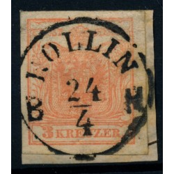Österreich 1850 3kr, MP, Type III. KOLLIN/B.H. (B) Mü:15P! Sehr schön!
