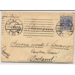 Österreich 1908 25h AUSLANDS-BREIFKUVERT LINZ nach SCHWEIZ