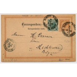 Österreich 1891 2kr Korr-Karte+3kr OLMÜTZ STADT nach BELGIEN.
