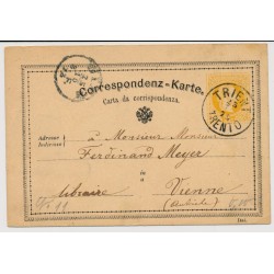 Österreich 1873 2kr Korr-Karte TRIENT/TRENTO nach WIEN. Sehr schön!