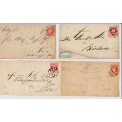 Österreich 187.- 4Stk. Briefe! Alle 5kr GA-Umschlag! Interessant!