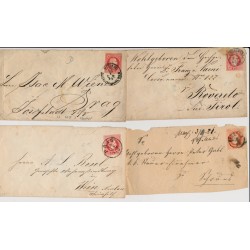 Österreich 187. 4Stk. Briefe, Vorderseite. Interessant!