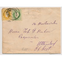 Österreich 1880 2-Farben-Frankatur:2kr+3kr auf Briefkuvert SALZBURG.