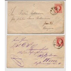 Österreich 187. 2Stk.Briefe! Beide 5kr GA-Umschlag PARG nach PILSEN.
