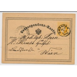 Österreich 1876 2kr Korr-Karte GMUNDEN (Oö) nach WIEN. Schön!