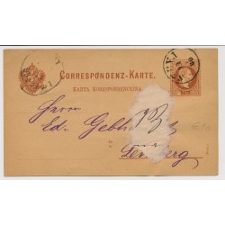 Österreich 1880 2kr Korr-Karte STRYJ (Galizien) Kl:15P! Nach LEMBERG