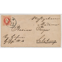 Österreich 1879 5kr auf Briefkuvert BOZEN (Tirol) nach SALZBURG.
