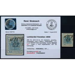 LOMBARDEI-VENETIEN 1850 45C HP, TYPE I.! STÖCKEL:76 P.F.! VICENZA Bef.
