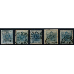 LOMBARDEI-VENETIEN 1850 5Stk.Marken! Alle 45C, HP, TYPE II.! Interessant