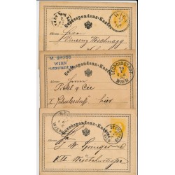Österreich 187. 3Stk. Karte mit verschiedenen WIEN Stempel. Sehr schön!