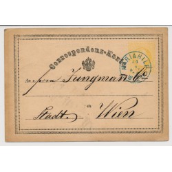 Österreich 187. 2kr Karte mit BLAUSTEMPEL MARIAHILF/WIEN Kl:15P! Schön!