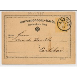 Österreich 1875 2kr Karte von AUSSIG (B) nach KARLSBAD. Schön!