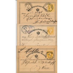 Österreich 187. 3Stk. Karten mit verschiedene WIEN Stempeln. Schön!