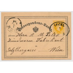Österreich 1876 2kr Karte von ISCHL (Tirol) Kl:15P! Nach WIEN. Schön!
