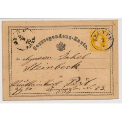 Österreich 1870 2kr Karte von REUTTE (Tirol) Kl:12P! Nach PEST. Schön!