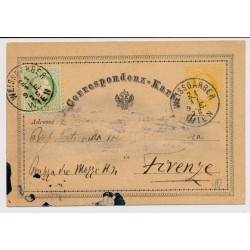 Österreich 1875 2kr Karte+3kr Marke, von WIEN nach AUSLAND, nach FIRENZE