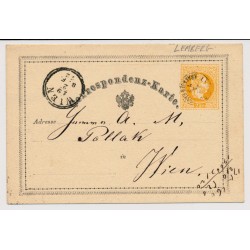 Österreich 1872 2kr Karte FINGERHUTSTEMPEL LEMBERG/KRAKAUERGASSE Galizie
