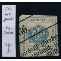 Österreich 1kr, HELLGRAUBLAU! Zeitungsstempelmarke, Type I.a, Signum!