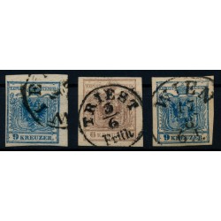 Österreich 1850 3Stk.Marke! Alle Signiert! RISMONDO bzw. HÜBNER! Schön!