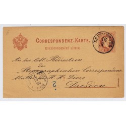 Österreich 1880 2kr Karte LEITMERITZ (B) nach DRESDEN. Schön!