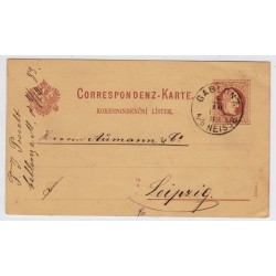 Österreich 1883 2kr Karte GABLONZ/A/D NEISSE (B) Kl:35P! Nach AUSLAND!