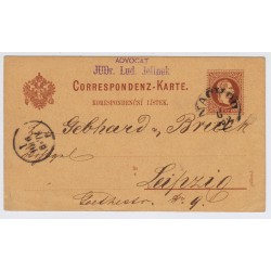 Österreich 1882 2kr Karte NACHOD (B) Kl:15P! Nach LEIPZIG.