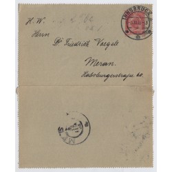 Österreich 1905 10h Karte (Inhalt) INNSBRUCK (Tirol) nach MERAN