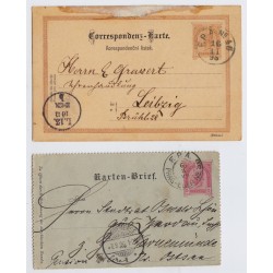 Österreich 189.- 2Stk. Karten mit BAHNSTEMELN! Interessantes Lot!