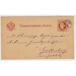 Österreich 1876 2kr Karte mit FINGERHUTSTEMPEL RASPENAU (B) Kl:30P!