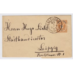 Österreich 1891 2kr ZEITUNGSSCHLEIFE SALZBURH nach LEIPZIG. Sehr schön!