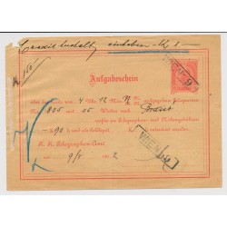 Österreich 1902 10h Aufgabeschein über ein Telegramm! Schön!