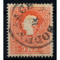 Österreich 1858 5kr, Type II. zentriert! FARBFLECKE! BODENBACH.