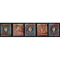 Österreich 1858 5Stk.Marken! Alle mit ROTSTEMPELN! Interessant!