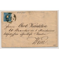 Österreich 1860 15kr, Type II. Faltbrief PRAG/B.H. nach WIEN. Schön!