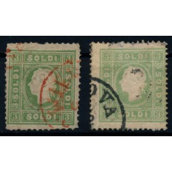 LOMBARDEI-VENETIEN 1858 2Stk.Marke:-3sld. Grün