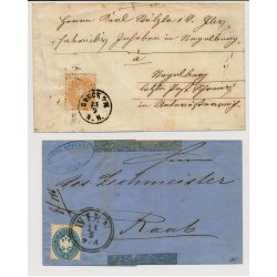 Österreich 186. 2Stk. Nicht komplette Briefe! 10kr von WIEN, 15kr BRUCK