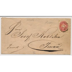 Österreich 186. 5kr Briefkuvert, OLLMÜTZ nach PRERAU. Schöne VIGNETTE