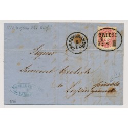 Österreich 1866 5kr, Brief (Inhalt) TRIEST-LUSSINGRANDE, weitergesandt!