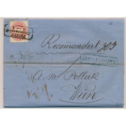 Österreich 1867 5+2*5kr, REKO-Faltbrief (Inhalt) mit TRIEST/Recommandirt