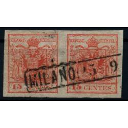 LOMBARDEI-VENETIEN 1850 2*15C PAAR! HP, Type III. MILANO. Schön!