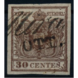 LOMBARDEI-VENETIEN 1850 30C, DEUTHLICHER RANDDRUCK! Dünnes Papier! MIRA