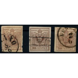 LOMBARDEI-VENETIEN 1850 3Stk.Marke! Alle 30C mit RISMONDO Bestimmung!
