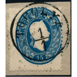ÖSTERREICH 1861 15kr, EXTREM VERZÄHNT! TOPOLYA (Ws) Mü:15P! Schön!