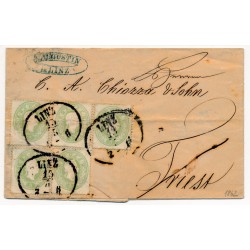 ÖSTERREICH 1862 5*3kr, grün, Brief, LINZ nach TRIEST. Dr.Ferch:2250,-€!